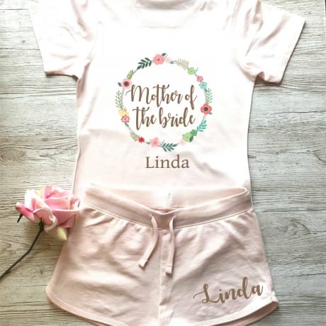 Wedding party personalised floral lounge wear for the Mother of the bride
