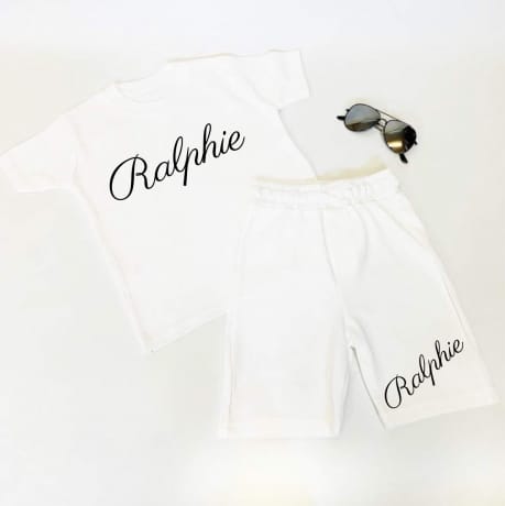 Personalised name short & T-shirt set in various colours