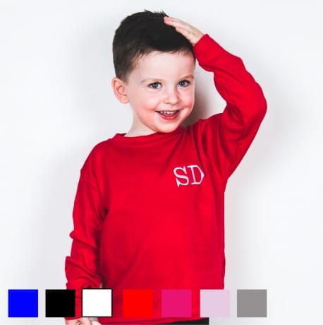 Personalised embroidery initials long sleeved T-shirt