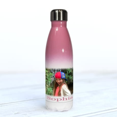 Personalised Pink Water Bottle Photo 