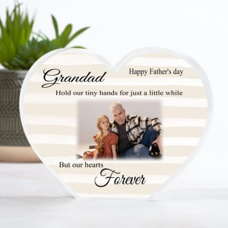 Personalised Acrylic Heart Father's Photo Block - tiny hands 